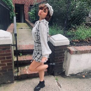 wrap tweed romper and matching hat